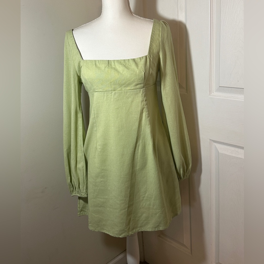 NWT - Princess Polly Hastings Long Sleeve Mini Dress in green.